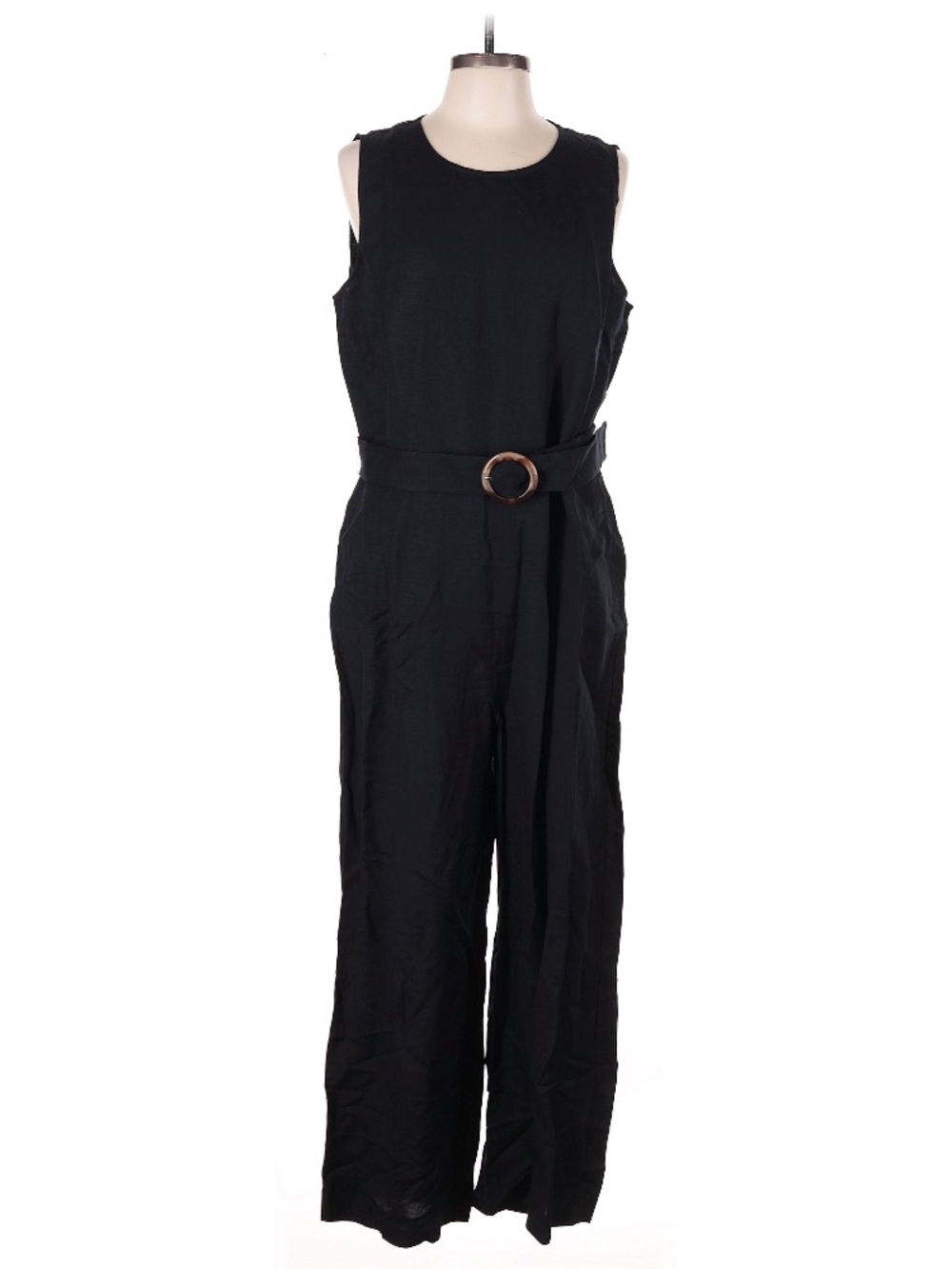 NWT LOFT Romper Pant Jumpsuit Sleeveless Linen Black 14 XL Belted Office Career